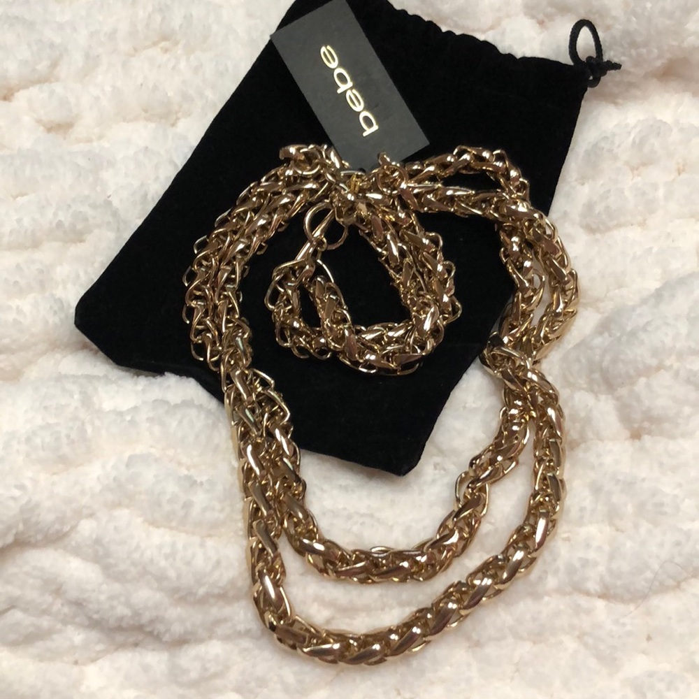 Bebe Heavy Gold Double Necklace and Bracelet Set